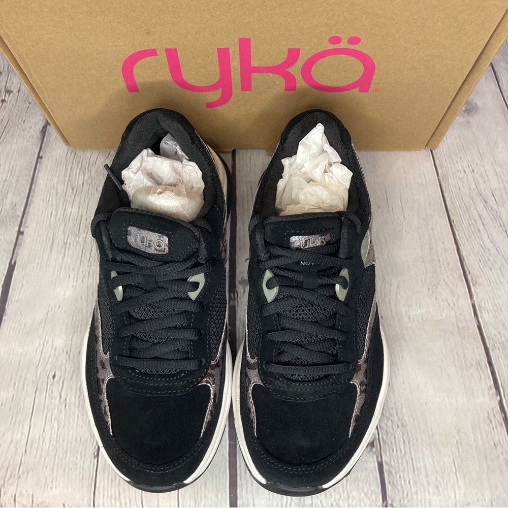 RYKA Women’s Black Leopard Print Nova Wedge Athletic Walking Shoes 6 W - Picture 8 of 16